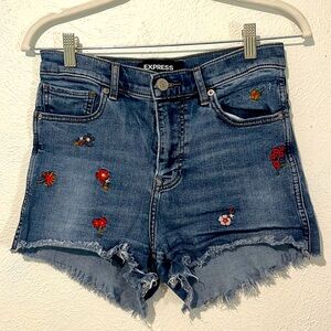 Express Floral Denim Shorts
